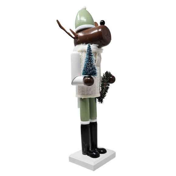 Winter Moose with Wreath and Tree 15" Christmas Nutcracker - Picture 4 of 5